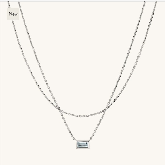 Mejuri Layered Aquamarine Necklace - Sterling Silver - Picture 3 of 10